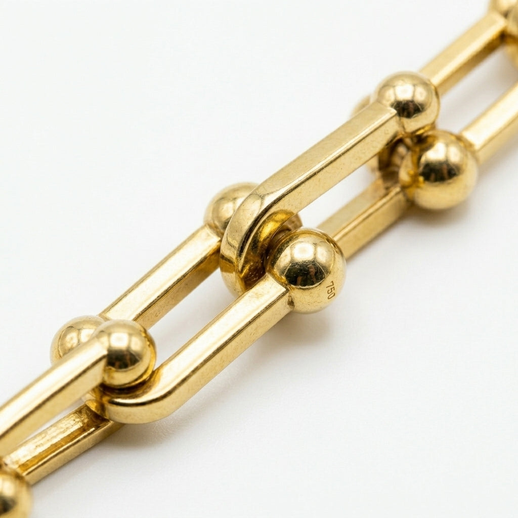สร้อยข้อมือสแตนเลสแท้ ลายยูลิงก์ไฮแฟชั่น (Premium High-Fashion U-Link Industrial Bracelet)