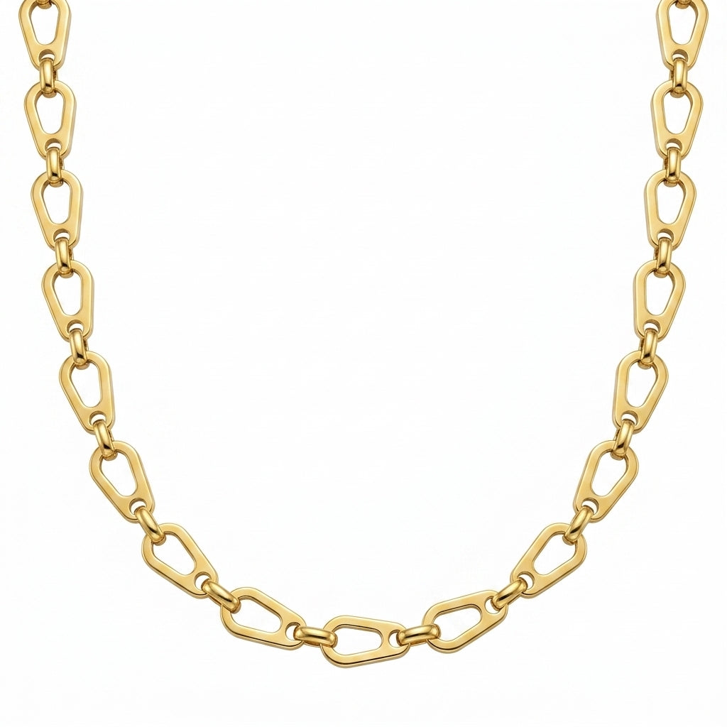 สร้อยคอสแตนเลสแท้ ลายจีโอเมตทริกเชน (Geometric Link Chain Necklace)