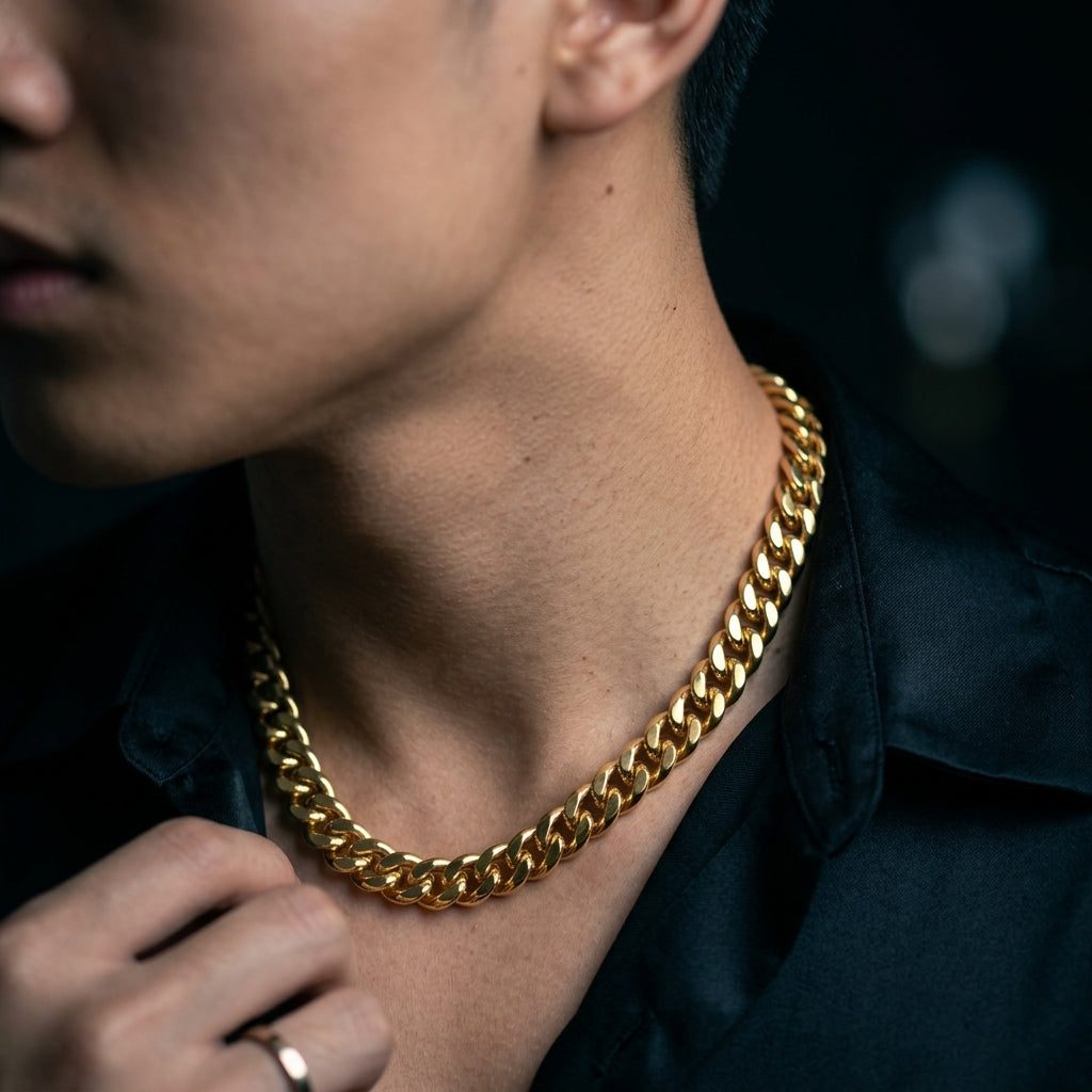 สร้อยคอสแตนเลสแท้ ลายคิวบันพรีเมียม (Premium Cuban Link Chain Necklace)