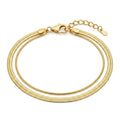 สร้อยข้อมือสแตนเลสแท้ สายคู่เลเยอร์แฮร์ริ่งโบนสลับสเน็ค (Premium Double-Layer Herringbone & Snake Gold Bracelet)