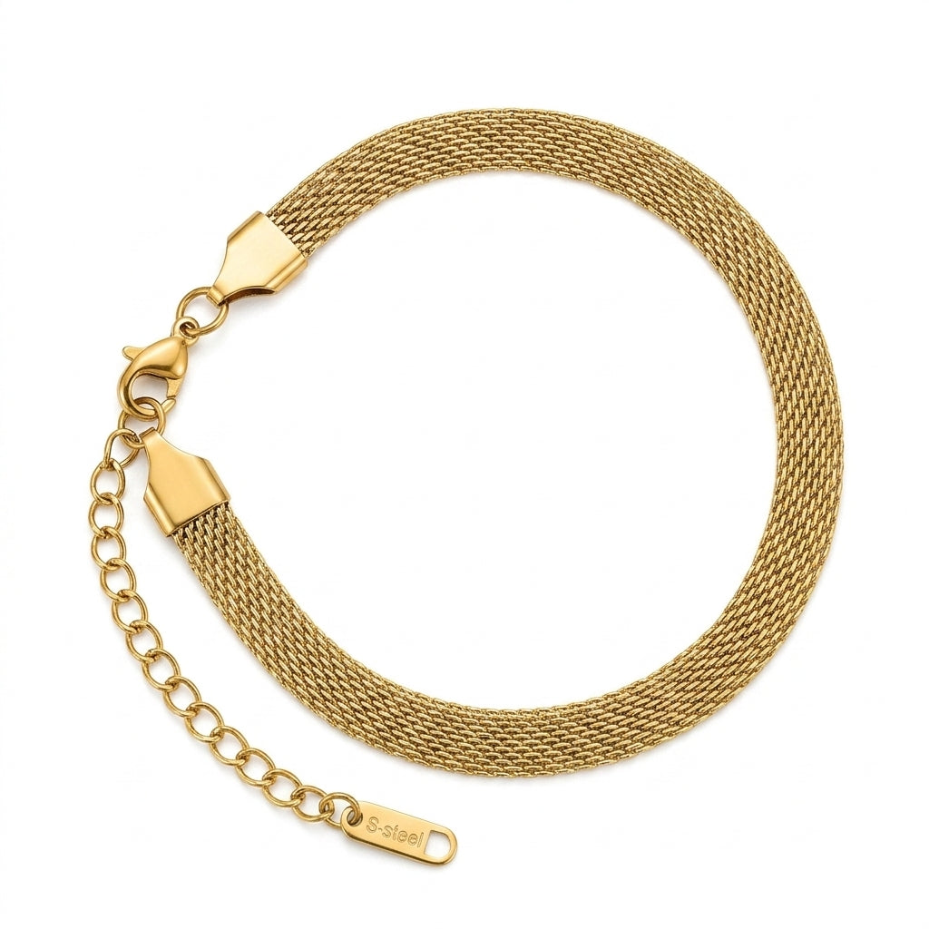 สร้อยข้อมือสแตนเลสแท้ ลายเมชเชนถักพรีเมียม (Premium Woven Mesh Chain Bracelet)
