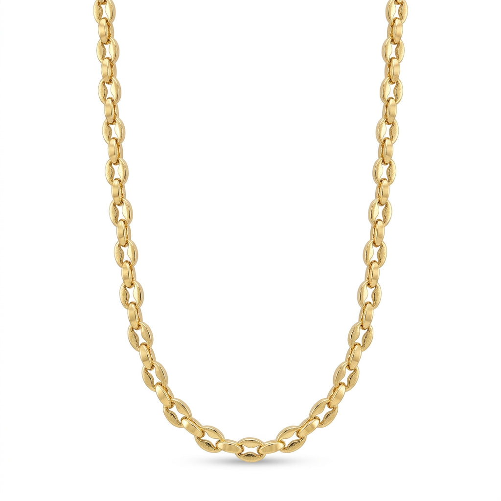 สร้อยคอสแตนเลสแท้ ลายมารีน่าแบนโมเดิร์น (Premium Flat Marina Chain Necklace)