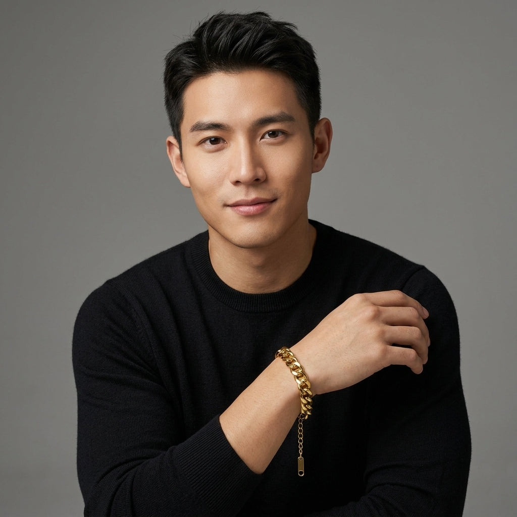 สร้อยข้อมือสแตนเลสแท้ ลายคิวบันลิงก์พรีเมียม (Premium Cuban Link Chain Bracelet)