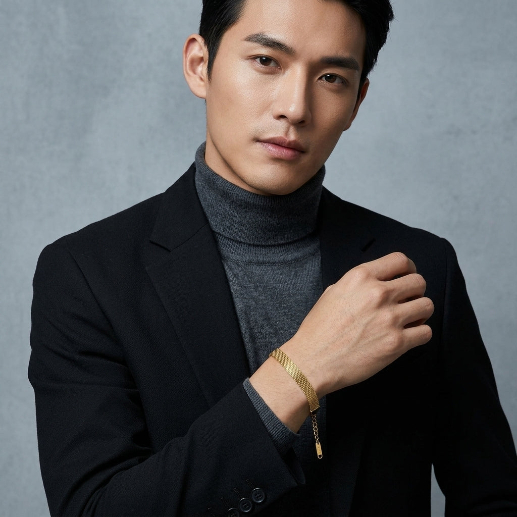 สร้อยข้อมือสแตนเลสแท้ ลายเมชเชนถักพรีเมียม (Premium Woven Mesh Chain Bracelet)