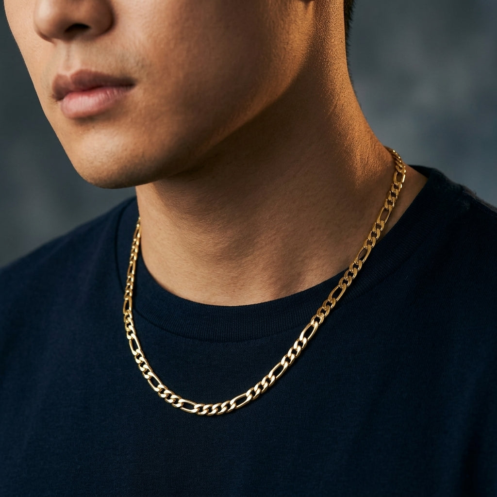 สร้อยคอสแตนเลสแท้ ลายฟิกาโร่พรีเมียม (Premium Figaro Chain Necklace)