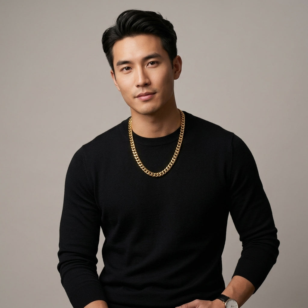 สร้อยคอสแตนเลสแท้ ลายคิวบันพรีเมียม (Premium Cuban Link Chain Necklace)