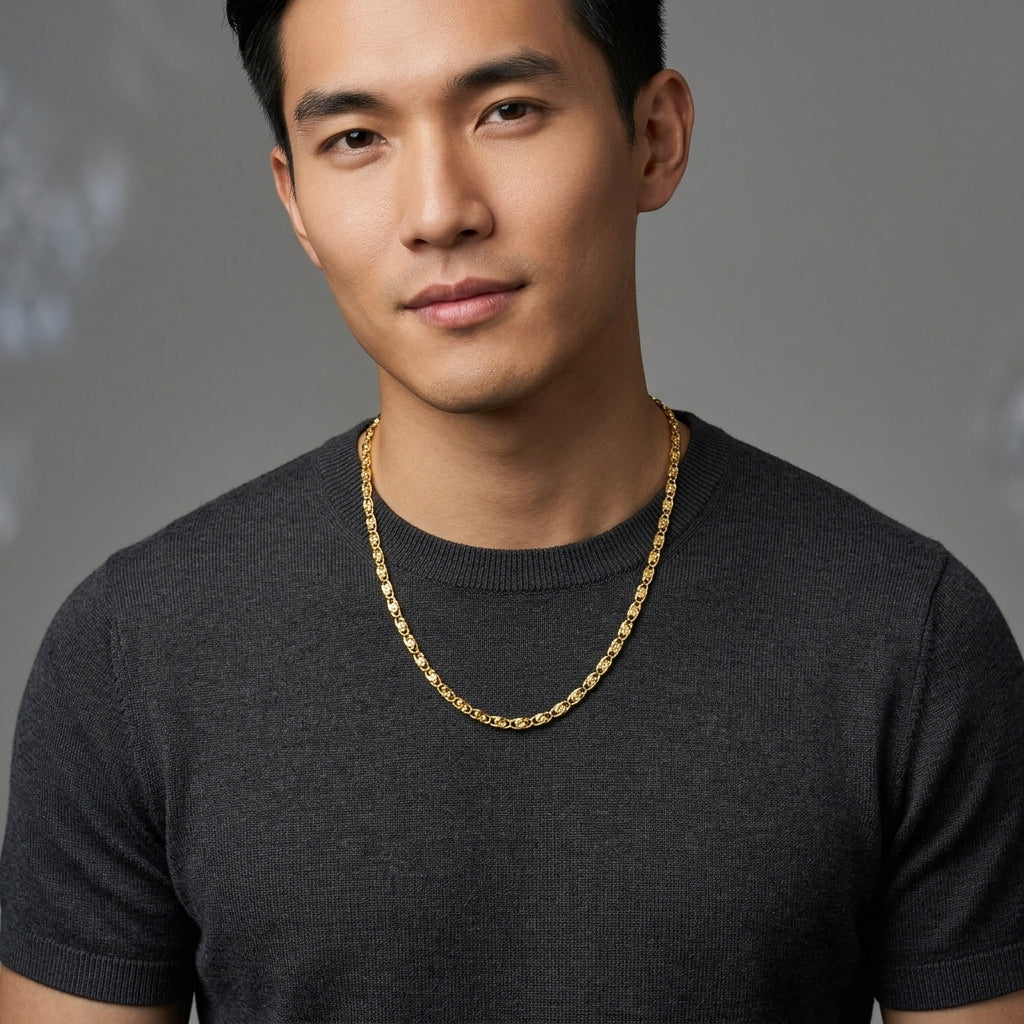 สร้อยคอสแตนเลสแท้ ลายสเนลทวิสต์พรีเมียม (Premium Snail Twist Chain Necklace)