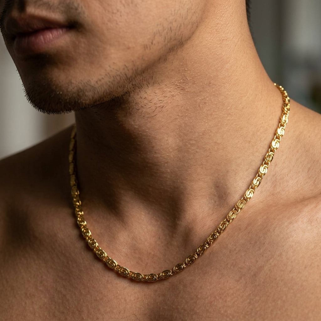 สร้อยคอสแตนเลสแท้ ลายสเนลทวิสต์พรีเมียม (Premium Snail Twist Chain Necklace)