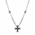 สร้อยคอสแตนเลสแท้ พร้อมจี้กางเขนสไตล์กอธิครมดำ (Gothic Cross Antique Silver Necklace)